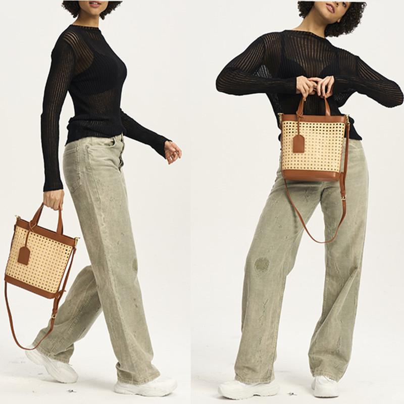 2025 Luxury Designer Women's Straw Beach Bag Ladies Woven Grass Handbags Summer Totes New Fashion Crossbody Shoulder Bag