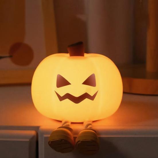 Pumpkin Night Light for Kids Squishy Touch Cute LED Pumpkin Lamp Rechargeable Bedside Lamp for Baby Nursery Toddler