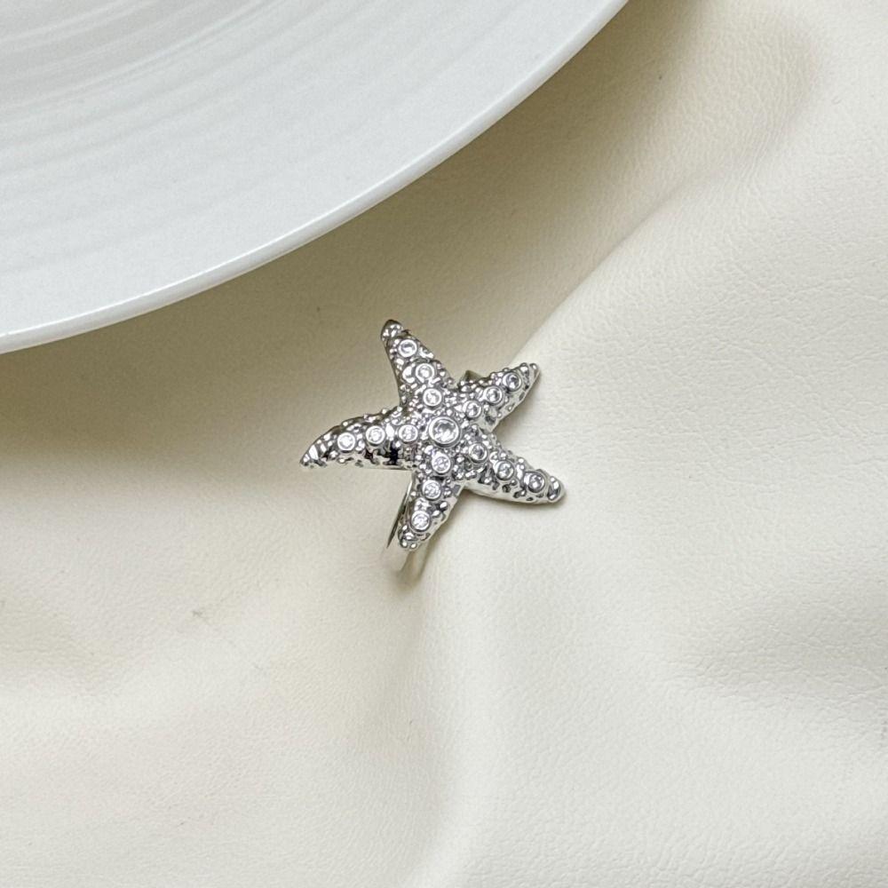 Jewelry Accessories Metal Starfish Ring Geometric Vintage Finger Buckle  Beach Vacation