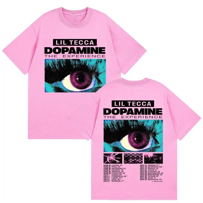 Rapper Lil Tecca Dopamne The Experience Tour 2026 Magliette Grafiche Uomo Moda Hip Hop Cotone Manica Corta T-shirt Streetwear