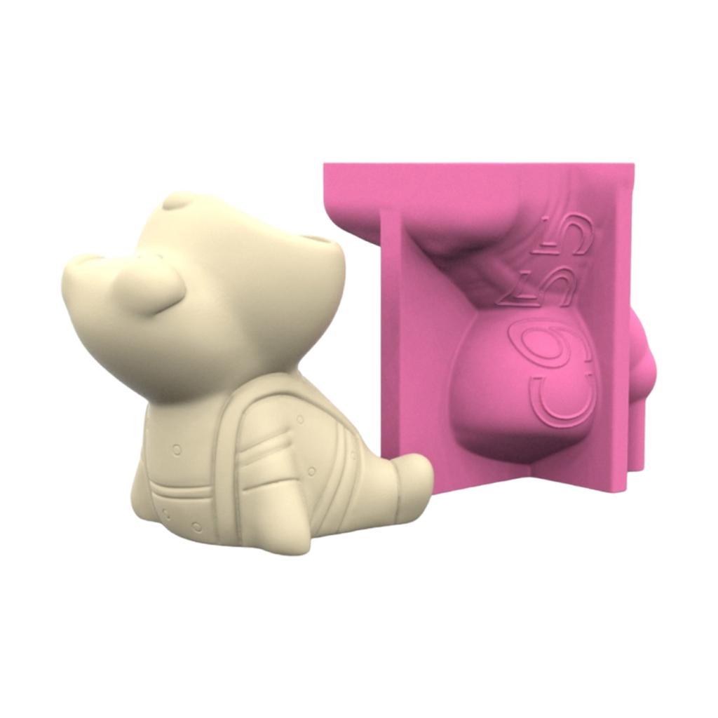 Cartoon Animal Flower Pots Silicone Mold Succulent Plant Vase Casting Mould for Making Resin Epoxy Craft Pen Holder