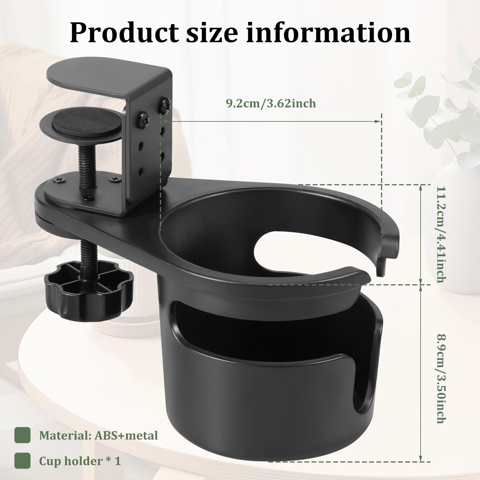 

Desk Cup Holder Clamp Universal Adjustable Height Clip On Coffee Cup Holder 360° Rotation Desk Coffee Bottle Rack for Office