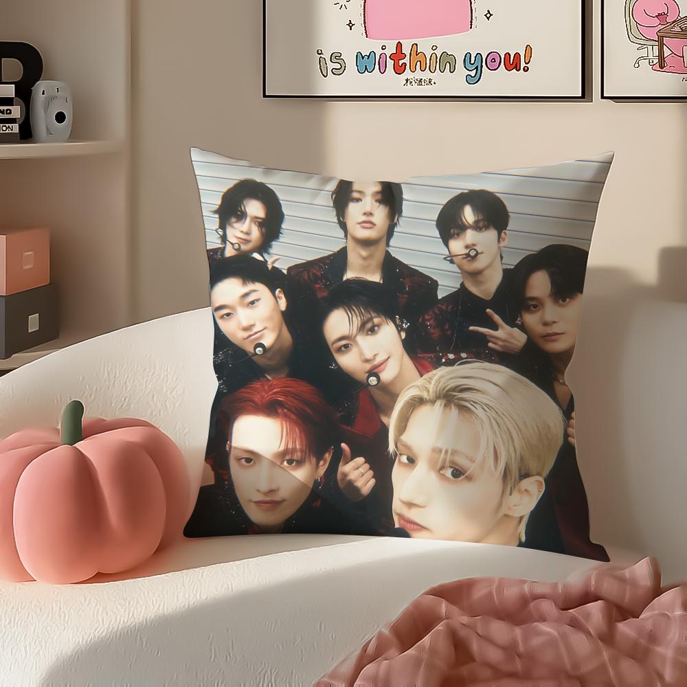 Band dynamic AATEEZ Cushion Cover Pillowcase Short Plush Invisible zipper Room Sofa Cushion Cover
