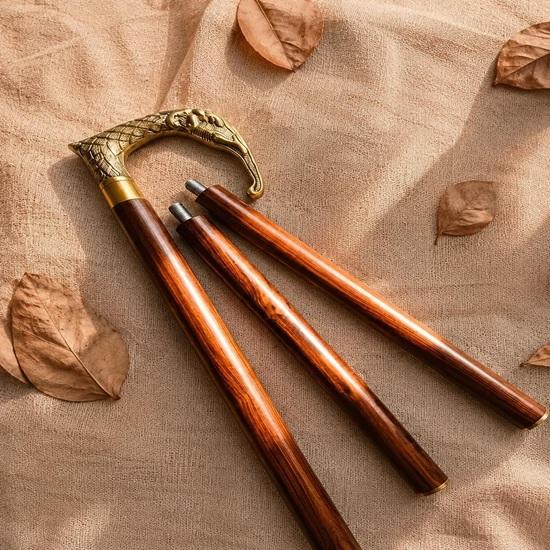 93.98 Cm Brass Elephant Head Walking Cane Wooden Walking Stick Foldable Travel Cane Gentleman Gift Handmade Staff for Men