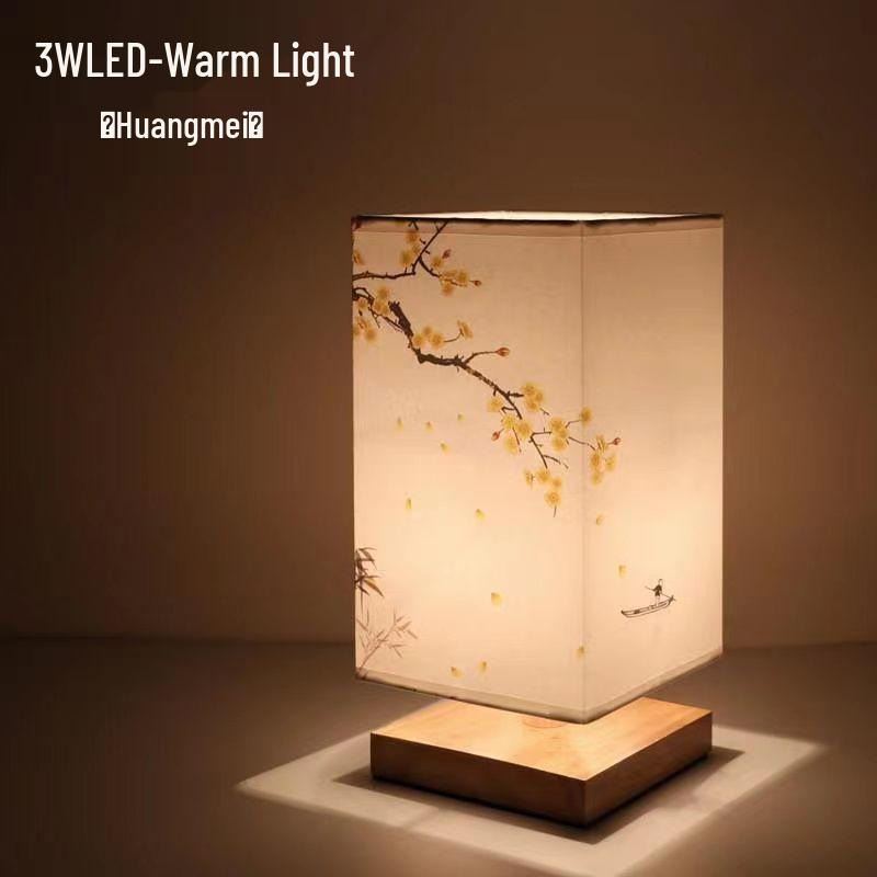 Retro Wooden Night Light: Simple, Creative, Warm Bedside Lamp with New Chinese Style