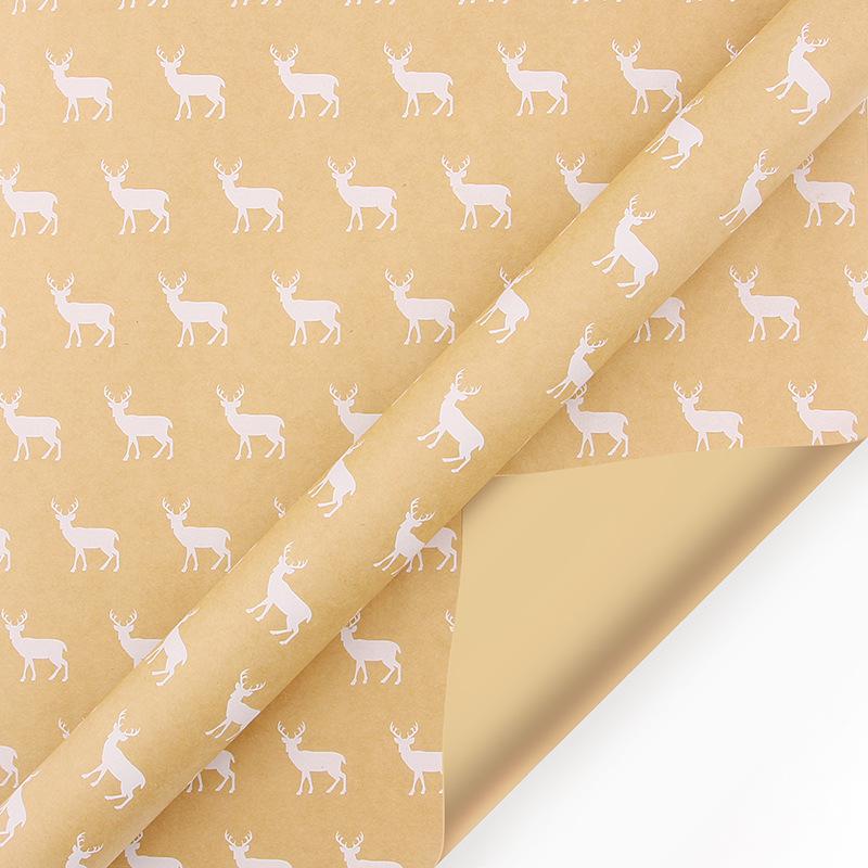 Christmas Wrapping Paper Gift Packing Xmas Tree Snowflake Pattern Retro Kraft Craft Paper for Wedding Birthday Home Party Decor