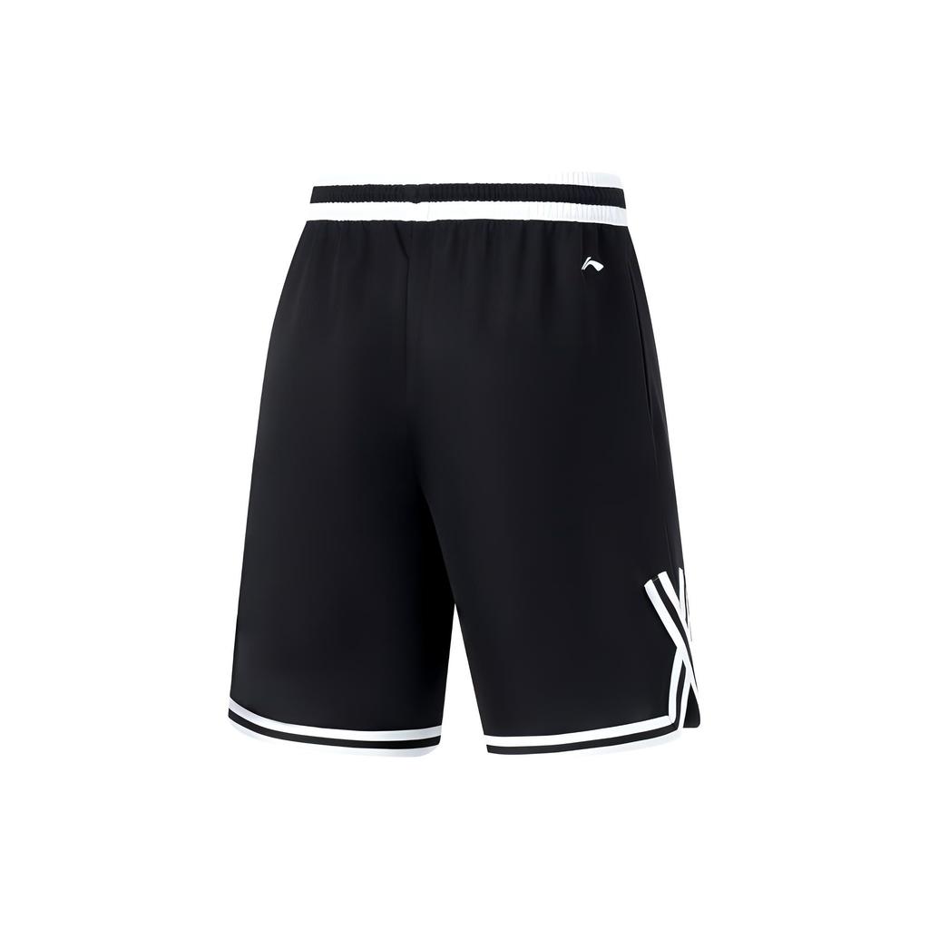 Li-Ning Badfive Series Logo Letter Color Block Quick-Dry Straight Basketball Shorts Men Shorts Black AAPT033-3