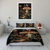 Vibrant Mushroom Grove with Fluttering Butterflies Print Bedding Set 1 Duvet Cover 2 Pillowcases for Adult and Children Gift