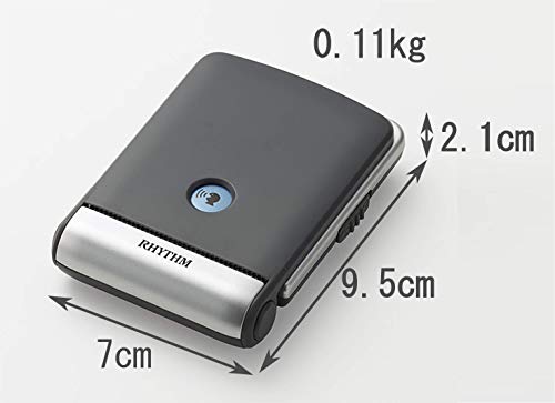 RHYTHM Alarm Clock, Radio-Controlled, Voice Alarm, Travel Clock, Silver, 9.5x7x2.1cm (Closed), 8RZ214SR19