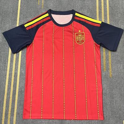 Herre Kortærmet Fodboldtrøje Spanien Hjemmebanesæt 2026 Fan Edition Åndbar Bambusfiber Fodboldtrøje
