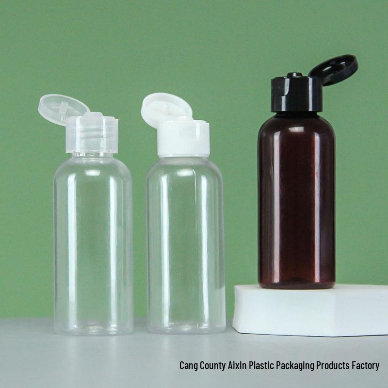 50/60ml PET Transparent Flip-Top Butterfly Cap Travel Bottle 50ml White Cap + Bottle