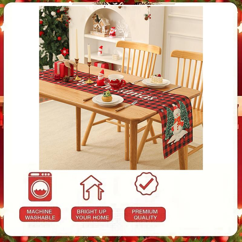 Christmas Table Runner 2026 New Luxury Snowflake Elk/Santa Claus Pattern-for Holiday Dinner Party, Xmas Dining Table Decoration