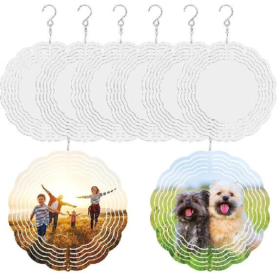 Заготовки для сублимационных вертушек, 8-дюймовые заготовки для сублимационных вертушек, 3D алюминиевые металлические круглые сублимационные вертушки для помещений и улицы 8pcs