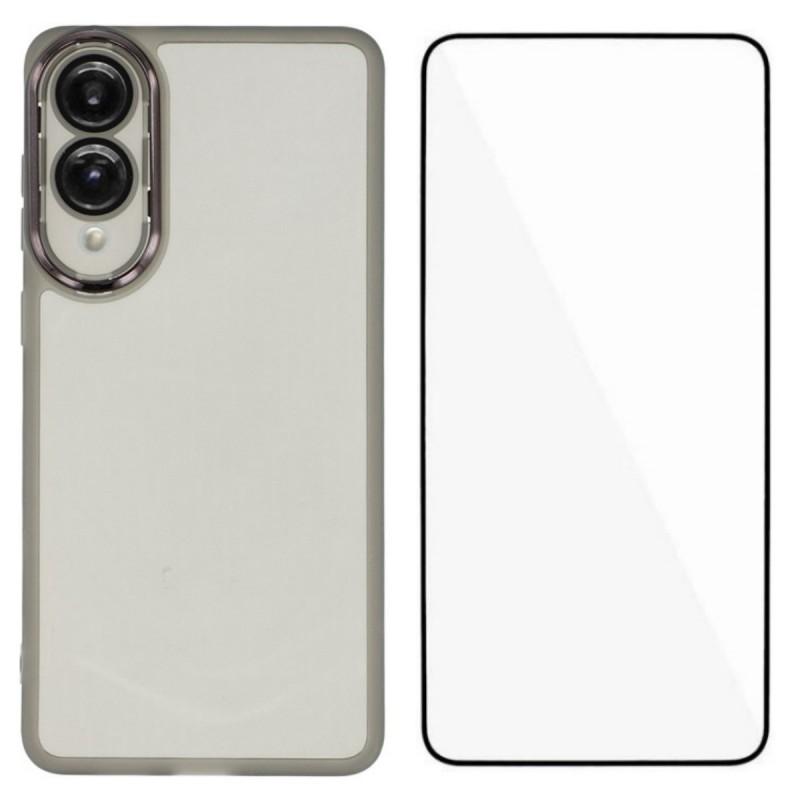 For Samsung Galaxy S25 Edge TPU Case WANLONFENG DKSM Series Electroplated Frame Back Cover with Tempered Glass