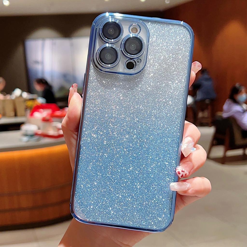 Butterfly Stand Is Suitable for IPhone16, 15promax, with Gradient Glitter, Lens Film, 14 Electroplating and Anti-drop