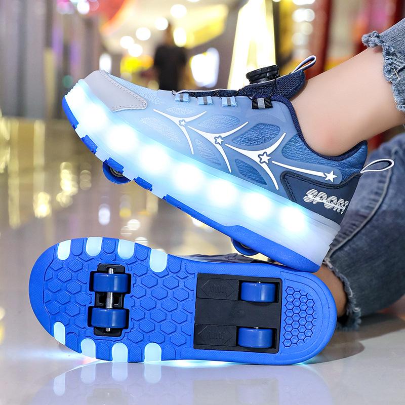 Scarpe a rotelle a LED: Scarpe da Ginnastica Luminose Ricaricabili & Ruote Retraibili per Bambini & Adulti