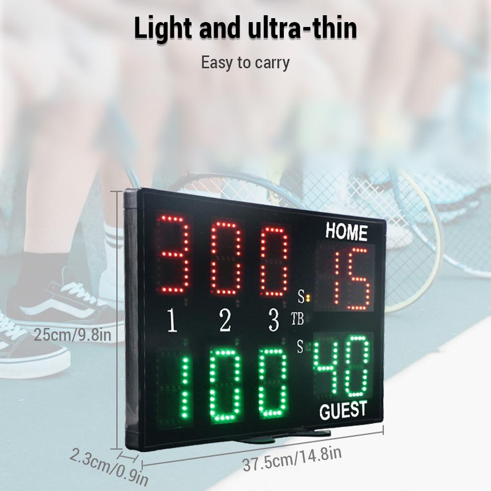 Elektronisk resultattavla med fjärrkontroll 10-siffrig professionell tennisresultattavla lättviktig och