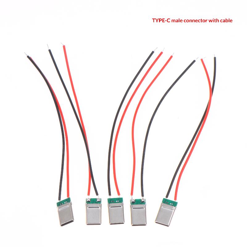 5Pcs 2Pin Micro Usb Type C Male Female Jack Welding Wire Straight Connector For Mobile Phone Charging Port Socket