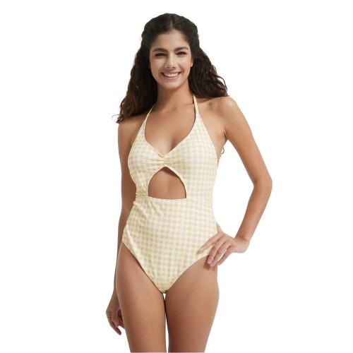 Be You Womens/Ladies Gingham Cut Out One Piece Swimsuit
