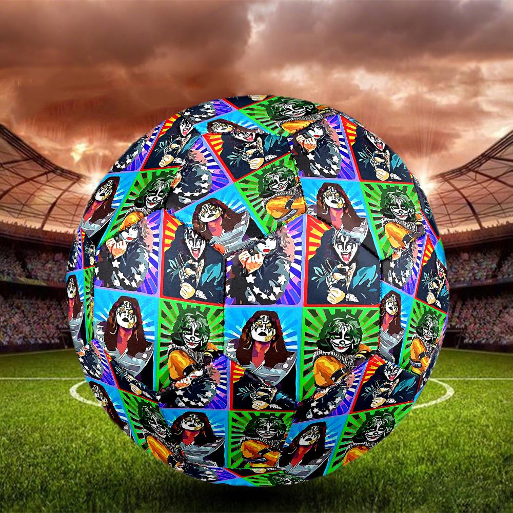 Rock and Roll Print Size 5 Soccer Ball, Standard Match Football for Sports Game and Team Practice, Ideal Gift for Soccer Fans
