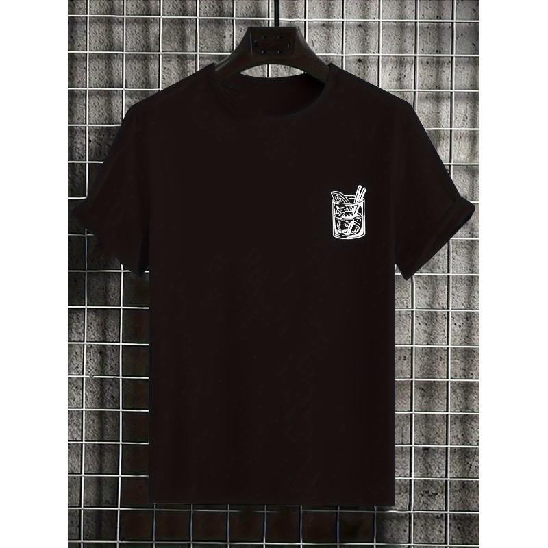 Men'S Trendy Short-Sleeve T-Shirt Featuring a Print , Designed In a Negroni Style. Casual Top Is Versatile for Summer And Machine-Washable