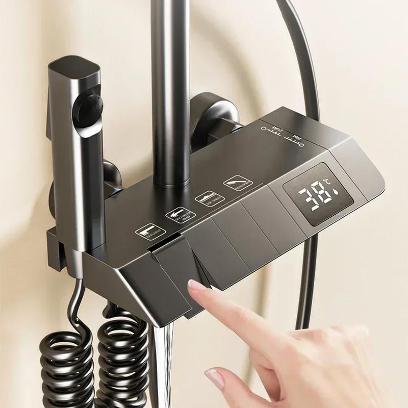 Bathroom Shower Set Multifunctional Practical Four Outlets Adjustable Water Pressure Temperature Setting Bathroom Accessory