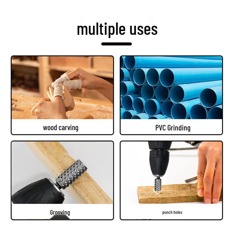 6-Piece Wood Carving & Root Milling Rotary File Set for Woodworking