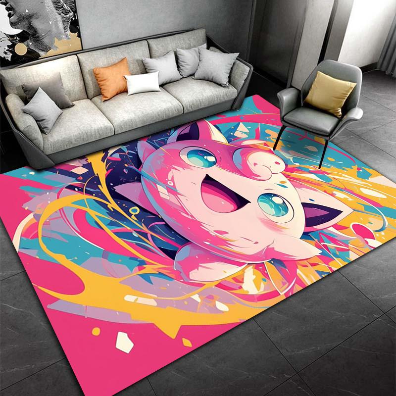 "Pink Cartoon Character Carpet with Vibrant Abstract Colors Design" Suitable for Use As an Anti-slip for Living Room Bedroom Sofas