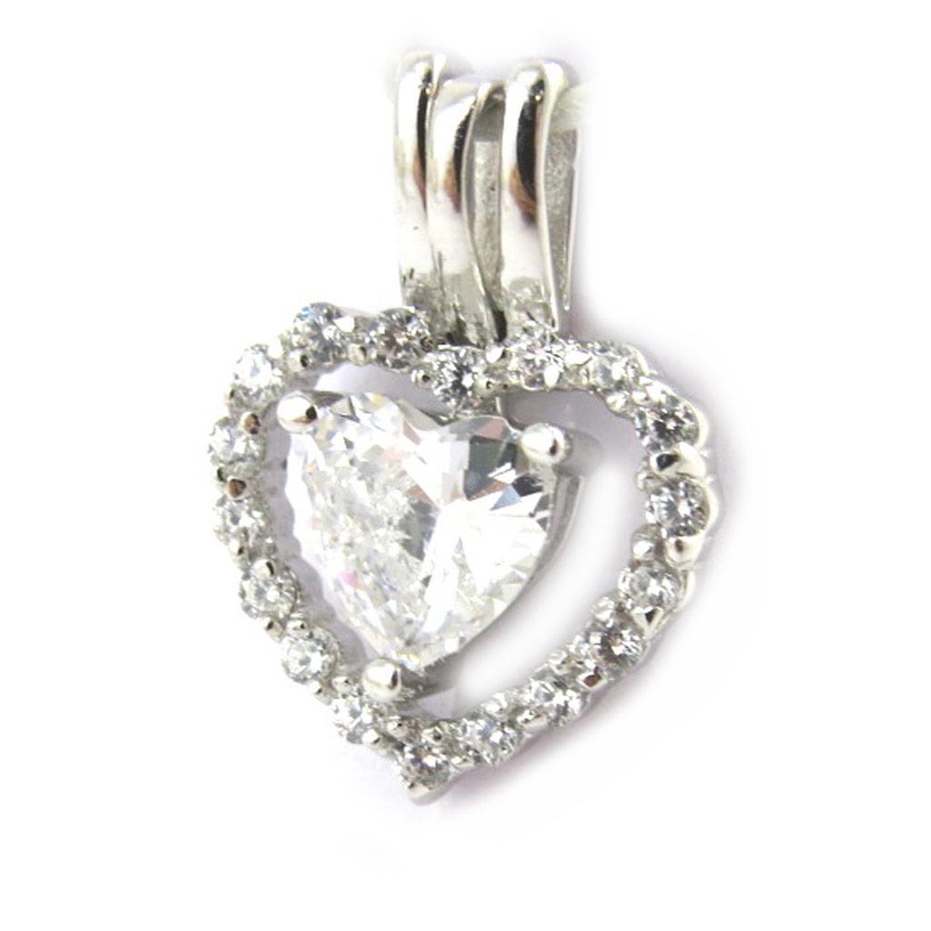 Les Trésors De Lily [M6208] - Silver Pendant 'Precious Love' White Silver (rhodium Plated) - 15x11 Mm