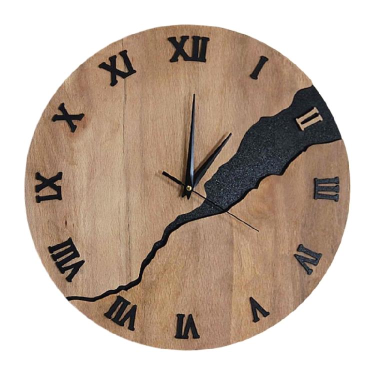 Moderne Wanduhr mit Rissmuster ohne Ticken Holz 30cm Hängeuhren für Büro Wohnzimmer Küche Schule