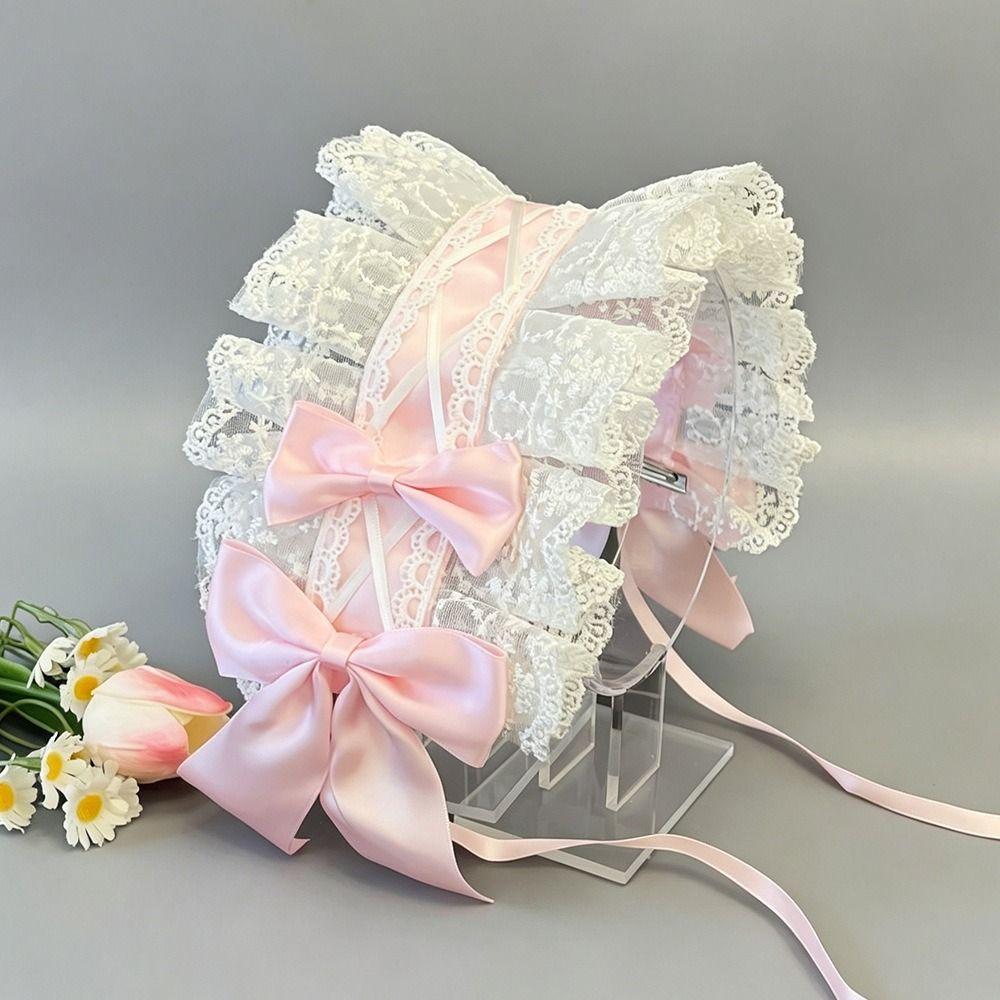 Sweet Bow Lace Bow Hairband Handmade Anime Cosplay Headdress Lolita Hair Accessories  Cosplay Party