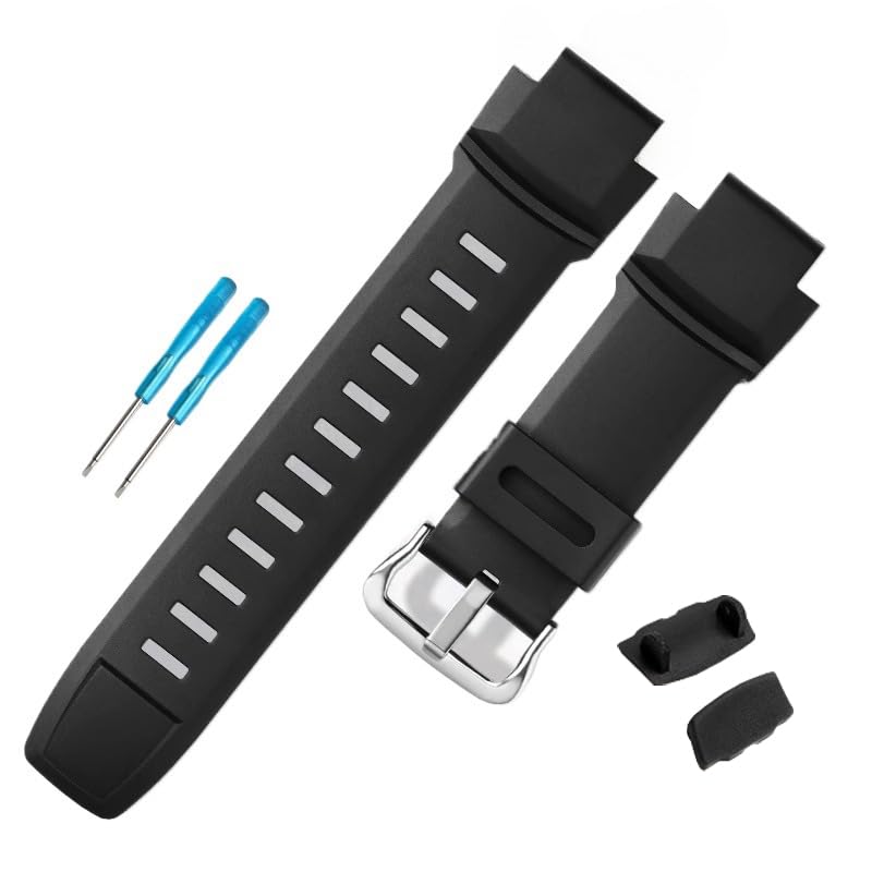 

Сменный полимерный ремешок для часов и серебристая пряжка для [Zealbeaty] PRG-270/250/500 PRW-2500/3500 (Черная основа, 18 мм)