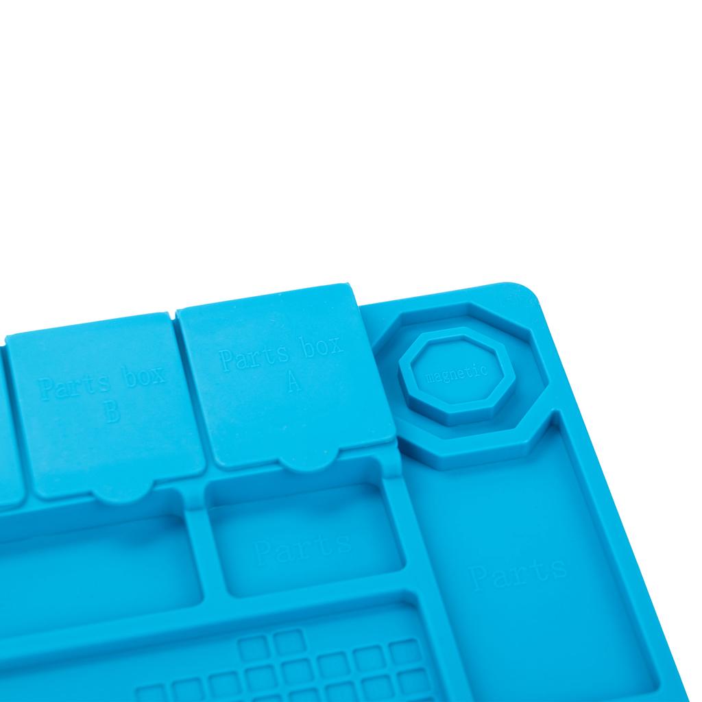 Rosfix Silikonowa Mata Lutownicza Z Organizatorem 450 X 300mm – Odporna Na Wysoką Temperaturę Do 500°C | Antypoślizgowa | ESD