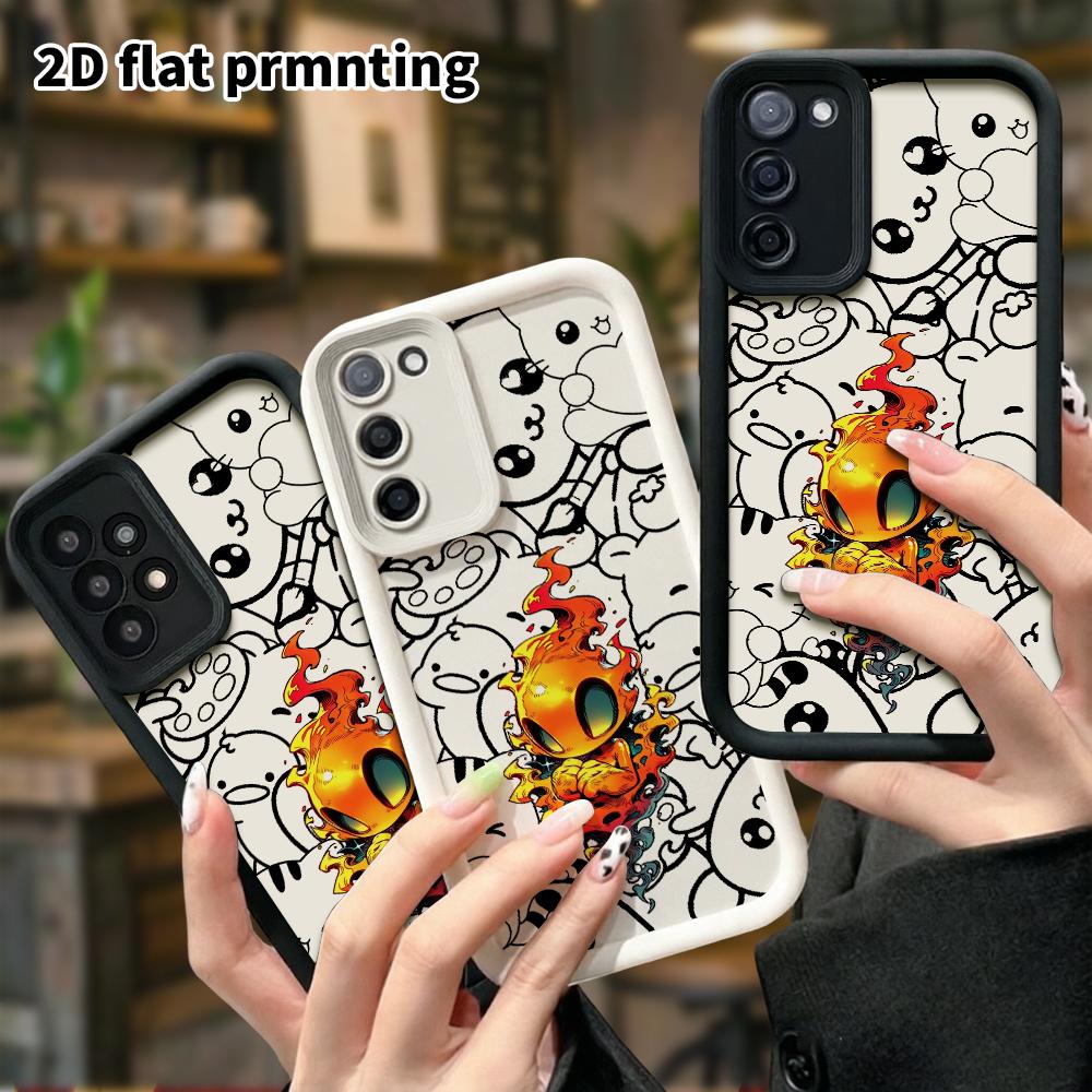 Phone case: 2D flat, suitable for Samsung Galaxy A34 A35 M05 M06 S20 S22 S21 FE Plus 5G protective case, Flame Sprite, perfect Christmas and Halloween