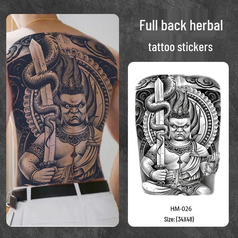 Wasserdichter semi-permanenter Vollrücken-Kräuter-Tattoo-Aufkleber - Langlebiges, realistisches Design für Männer und Frauen