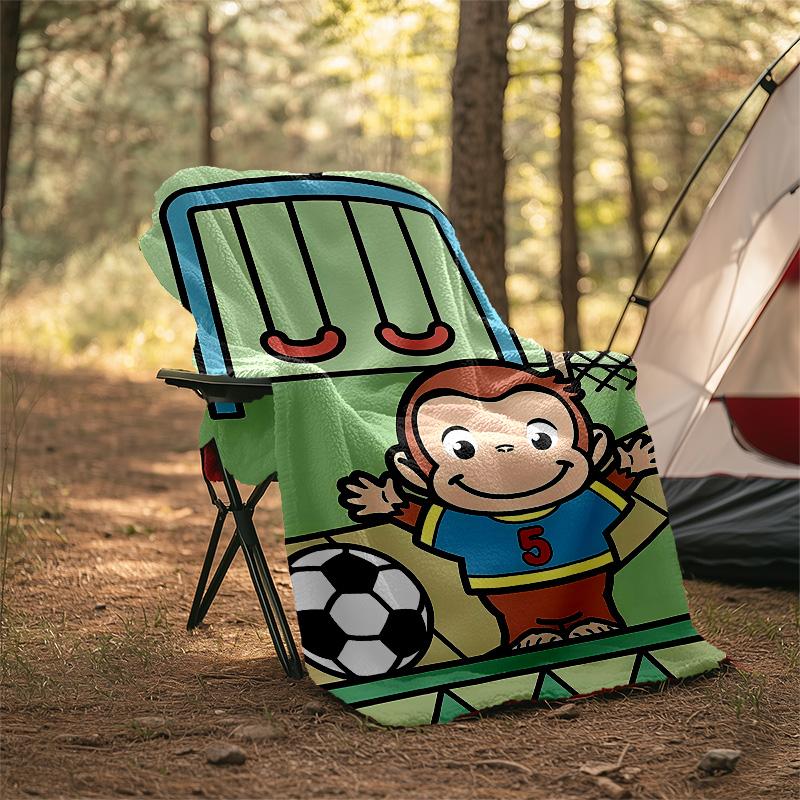 1pc Curious George7 Theme Blanket - Digital Print, Polyester, Cozy for All Seasons, Perfect for Outdoor, and Travel
