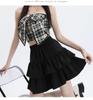 Black High Waist A-line Puffy Skirt for Women, Summer 2026 Trendy Short Umbrella Cake Skirt