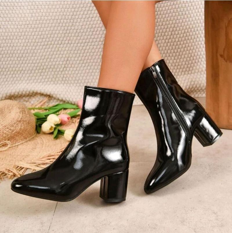 Herren Damen Stiefel Modische Schuhe Knöchel Seitenreißverschluss Stretch Mittlerer Absatz Übergröße Kurz Spitz Geeignet für den täglichen Gebrauch und verschiedene Anlässe