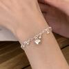 PANJBJ 925 Sterling Silver Bracelet for Women  Love Heart Pendant Tassel Sweet Romantic Classic Office Jewelry Gift Dropship