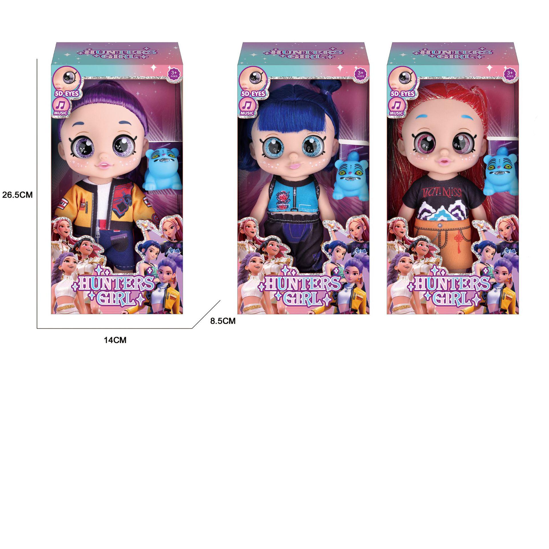 

K-POP Дівчина-Мисливець на Демонів 5D Лялька на шарнірах з Піснею та Плюшевим Синім Тигром, Розмір 10 або 13