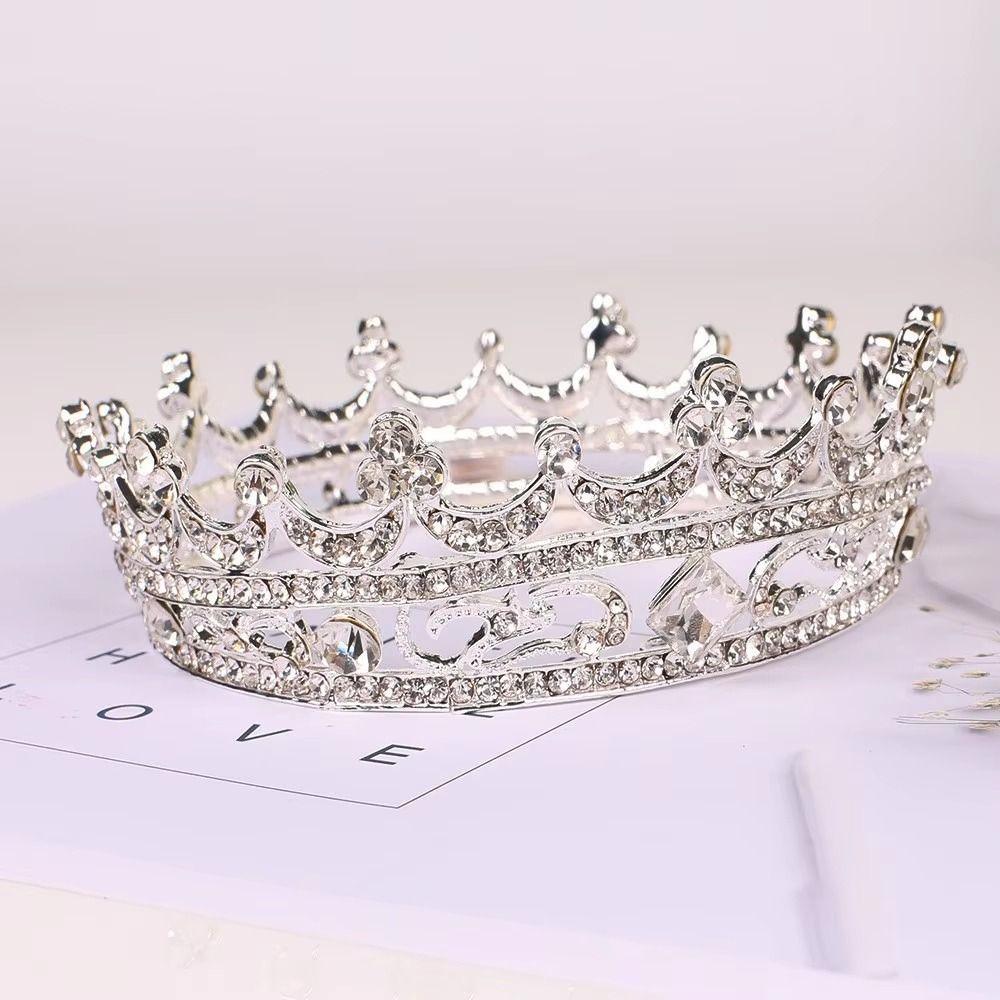 Sparky Crystal Bridal Tiara Rhinestone Round Crown for Women Baroque Crown  Prom Night