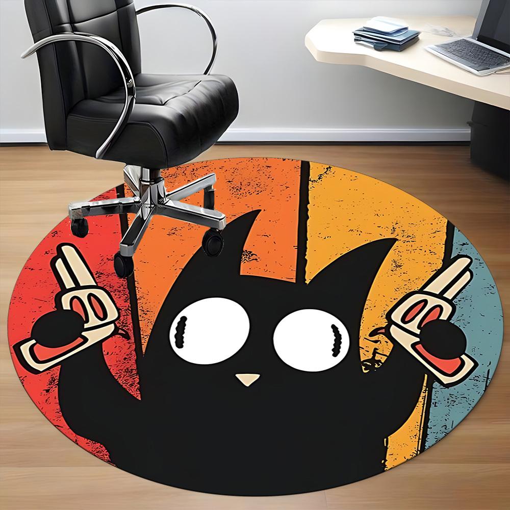 1pc Gangster Cat Office Round Area Rug, Under Office Chairs Bedroom Living Room Home Decor, Room Deco, Available In Various Sizes