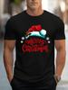 Mens Trendy Clothes Shortsleeved Casual Sports Tshirt with Christmasthemed Pattern Comfortable Regular Roundneck Outdoor