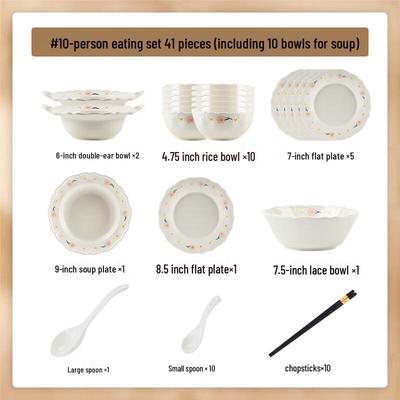Kangmo French White Peony Ceramic Dinnerware Set
