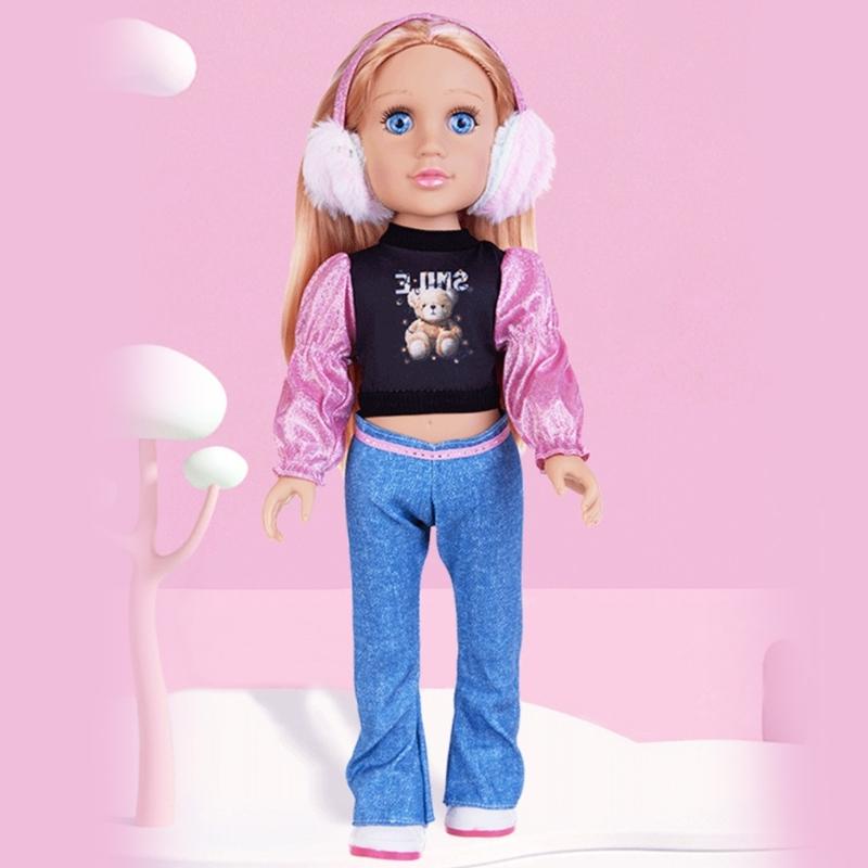 Toy Doll Soft Washable PVC Blonde Girl 18" Baby Girl Doll for Kids 18" Playable Toy with Outfit Set