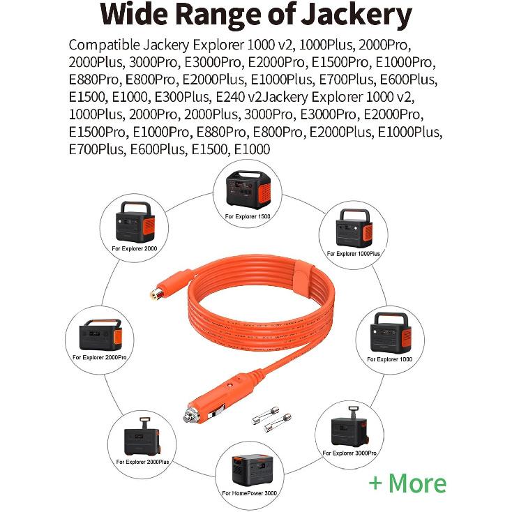 DC8020 Autoladekabel 2M 16AWG für Jackery tragbare Powerstation Explorer 1000 v2/2000 v2, 15A Zigarettenanzünder zu 8mm DC-Stecker Netzkabel