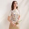 Zhaojun Women's Silk Blend Floral Print Short Sleeve Cardigan