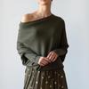 2026 Autumn/Winter Solid Color Round Neck Long Sleeve European-American Style Comfortable Knitted Ruched Pullover