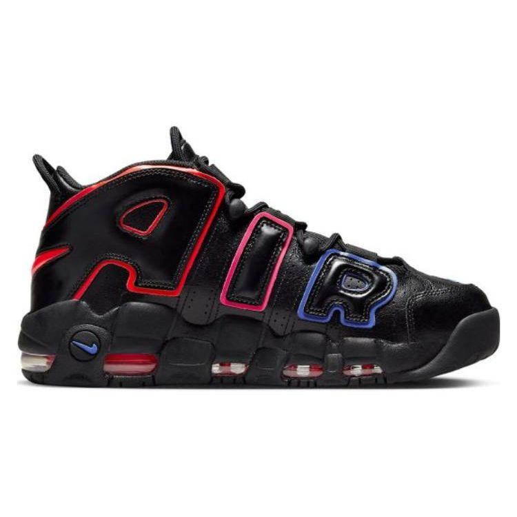 Nike Air More Uptempo GS Electric Kinder-Sneaker Schwarz Leuchtendes Karmesinrot Racer-Blau FD1012-001