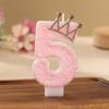 Handmade First Birthday Pink Crown Number Candle Decoration